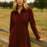 AUTUMN STROLLS BURGUNDY SUEDE MINI DRESS