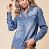 SMALL TOWN CUTIE LIGHT DENIM SHIRT