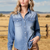 SMALL TOWN CUTIE LIGHT DENIM SHIRT