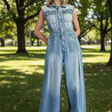 OFF WE GO SNOW WASHED DENIM JUMPSUIT