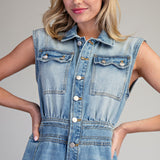 OFF WE GO SNOW WASHED DENIM JUMPSUIT