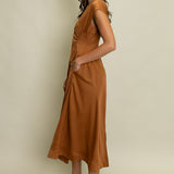 POLISHED PERFECTION SATIN PANEL MIDI DRESS