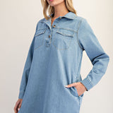 CASUALLY YOURS DENIM MINI DRESS