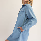 CASUALLY YOURS DENIM MINI DRESS