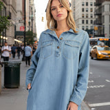 CASUALLY YOURS DENIM MINI DRESS