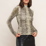 ONLINE EXCLUSIVE: FOR GOODNESS SNAKE PRINT KNIT TOP