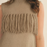 ALWAYS COZY FRINGE SLEEVELESS SWEATER