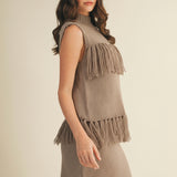 ALWAYS COZY FRINGE SLEEVELESS SWEATER