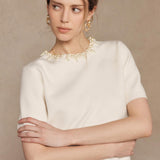 ONLINE EXCLUSIVE: SWEET GLANCE PEARL TRIM KNIT MINI DRESS