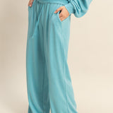 LET'S GET COZY LOUNGE PANTS - CHESTNUT OR SKY BLUE
