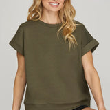 LOOK AGAIN TEXTURED TOP - RUST OR OLIVE