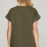 LOOK AGAIN TEXTURED TOP - RUST OR OLIVE
