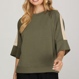 ONLINE EXCLUSIVE: RUNNING ERRANDS OLIVE SCUBA KNIT TOP