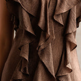 ONLINE EXCLUSIVE: CHAMPAGNE TOAST RUFFLE MAXI DRESS