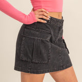 FEEL THE RUSH CARGO MINI SKIRT - CREAM OR BLACK