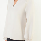 COFFEE SHOP MEETUP CREAM FAUX SUEDE BLOUSE