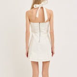 THE SWEETEST THING WHITE STITCH DETAIL DRESS