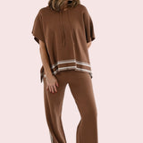 RUNNING ERRANDS HOODED SWEATER TOP - OLIVE OR MOCHA