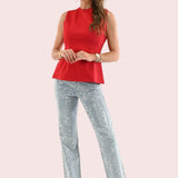 FIELD DAY SLEEVELESS FITTED BLOUSE - BLACK OR RED