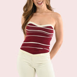 GAME FACE MAROON WAVY COLOR CONTRAST STRAPLESS TOP
