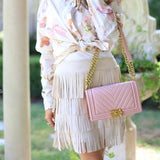 ONLINE EXCLUSIVE: BRING THE DRAMA SUEDE FRINGE MINI SKIRT