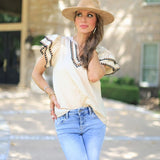 ONLINE EXCLUSIVE: SOCIAL SWEETNESS COTTON EMBROIDERED BLOUSE
