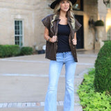 NYC CHIC BROWN FAUX LEATHER VEST