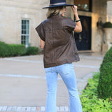 NYC CHIC BROWN FAUX LEATHER VEST