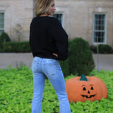 QUEEN OF SPARKLES: BLACK RAINBOW SKELETON CARDIGAN SWEATER
