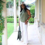 BISTRO CUTIE OLIVE FLUTTER SLEEVE BLOUSE