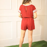 HALF TIME CHEER MAROON SHORT SLEEVE ROMPER