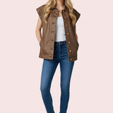 NYC CHIC BROWN FAUX LEATHER VEST