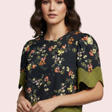 FLORAL ESTATE SCALLOP BLOUSE