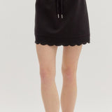 CASUAL PARTY SCALLOP SKIRT WITH HIDDEN SHORTS - BLACK, BURGUNDY OR OLIVE
