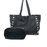 KATRINA LARGE FAUX SUEDE TOTE - BLACK OR BROWN