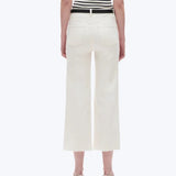 BAYEAS HIGH RISE WIDE LEG RAW HEM JEANS IN OFF-WHITE