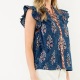 WILD MEADOWS FLUTTER SLEEVE BLOUSE