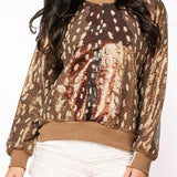 QUEEN OF SPARKLES: BROWN DEER PRINT SWEATSHIRT