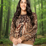 QUEEN OF SPARKLES: BROWN DEER PRINT SWEATSHIRT