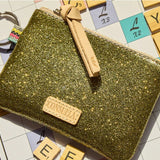 CONSUELA: OLY OLIVE GLITTER POUCH