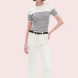 BAYEAS HIGH RISE WIDE LEG RAW HEM JEANS IN OFF-WHITE