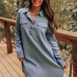 CASUALLY YOURS DENIM MINI DRESS