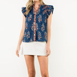 WILD MEADOWS FLUTTER SLEEVE BLOUSE