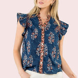 WILD MEADOWS FLUTTER SLEEVE BLOUSE