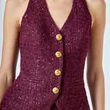 ONLINE EXCLUSIVE: SEASONED CHICNESS TWEED HALTER VEST