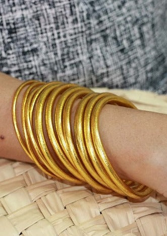 OH SO TRACIE GOLD BANGLES - STACK OF 5