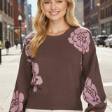 SIMPLY SWEET MOCHA FLORAL SWEATER