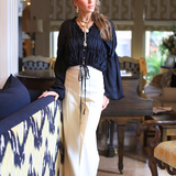 COSMOS WITH THE GIRLS BLACK RUFFLE BLOUSE