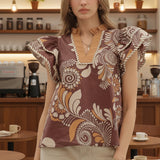 KIND SOUL COTTON PAISLEY PRINT BLOUSE