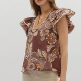 KIND SOUL COTTON PAISLEY PRINT BLOUSE